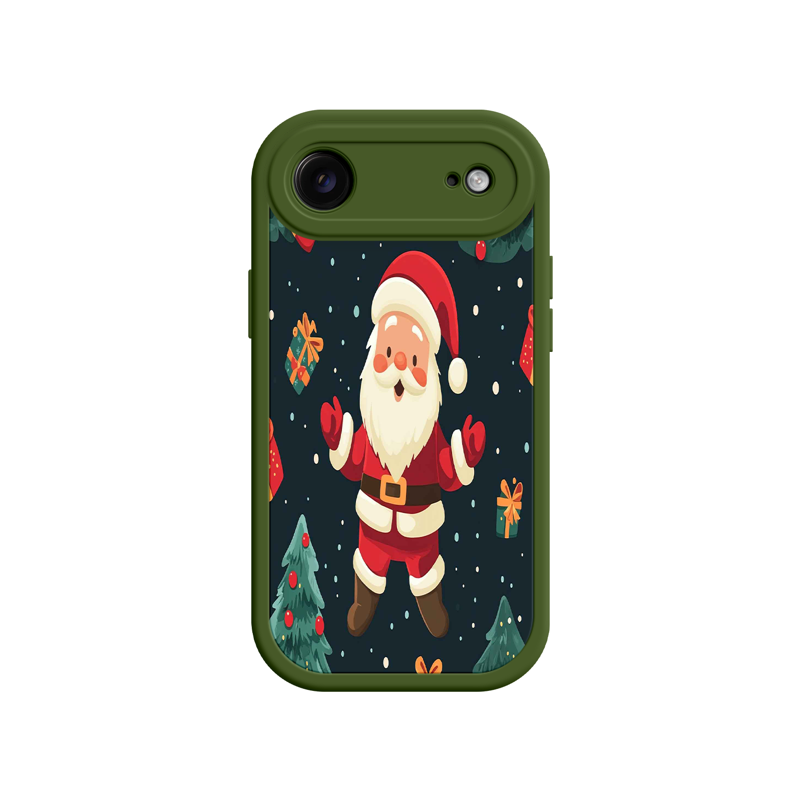 Festive Santa iPhone 17 Case – Christmas Holiday Design, Jolly Santa Claus, Gift Boxes & Trees