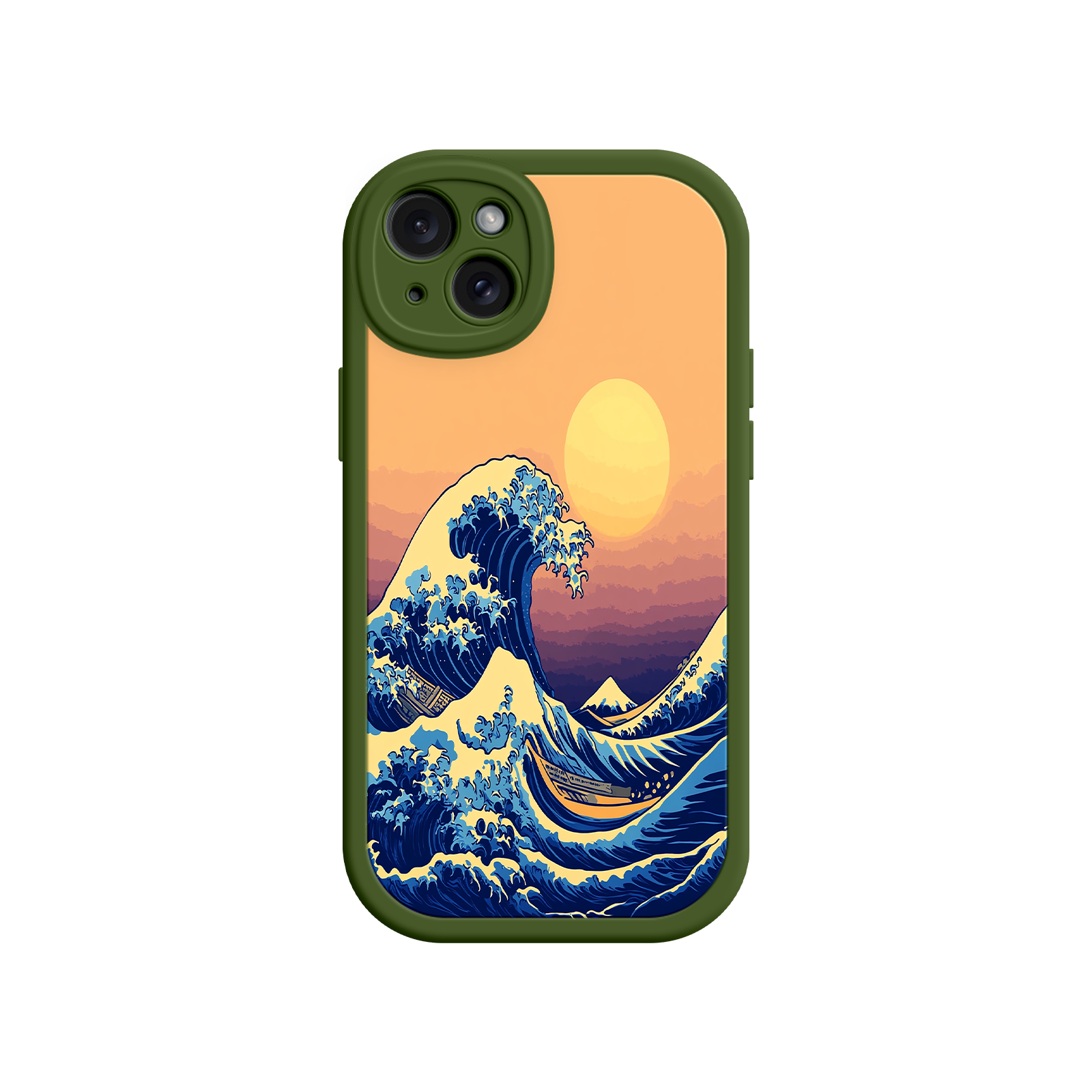 Great Wave Sunset iPhone Case – Japanese Art with Ocean & Mountain Design
