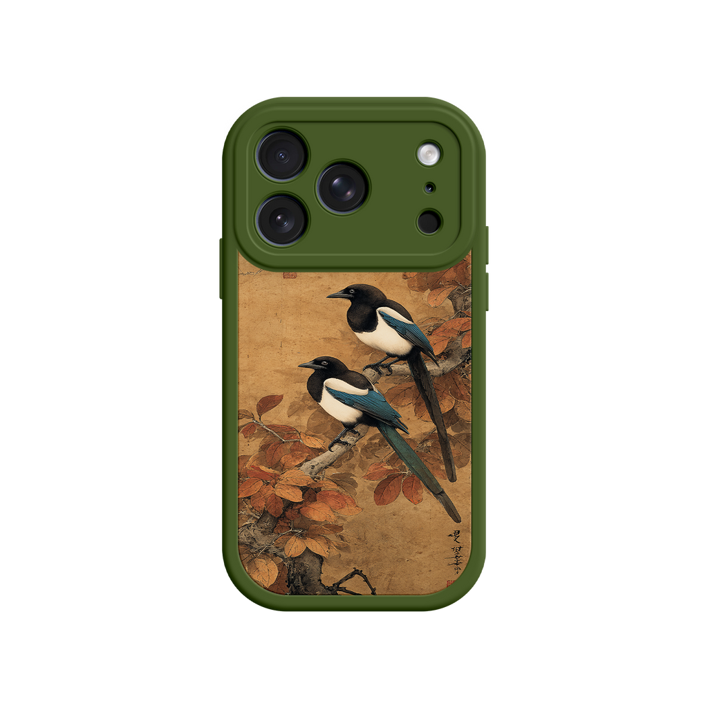 Artistic phone case with vintage scroll-style design