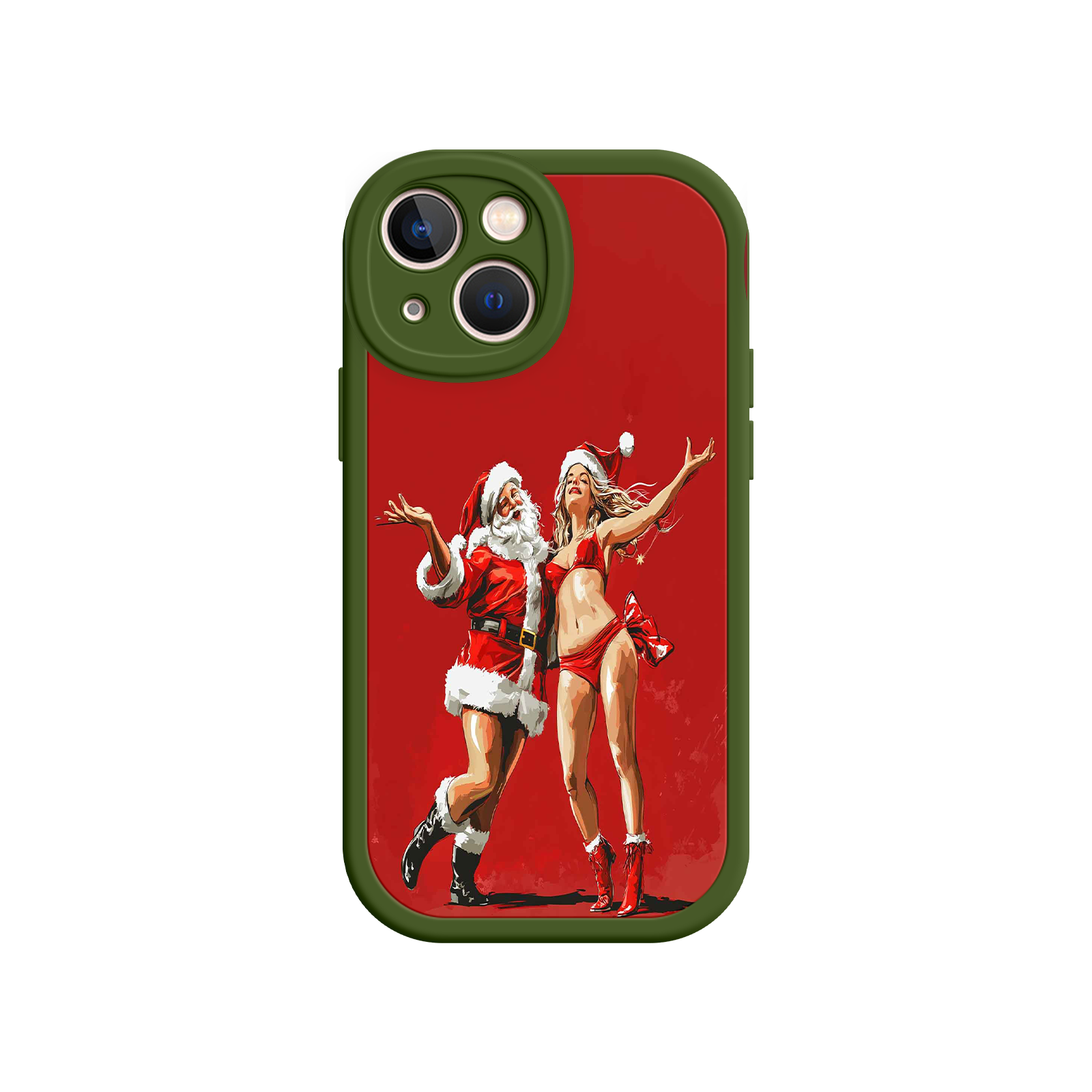 Merry & Flirty iPhone 17 Case – Fun Christmas Couple, Bold Red Festive Design, Santa & Sexy Santa Girl