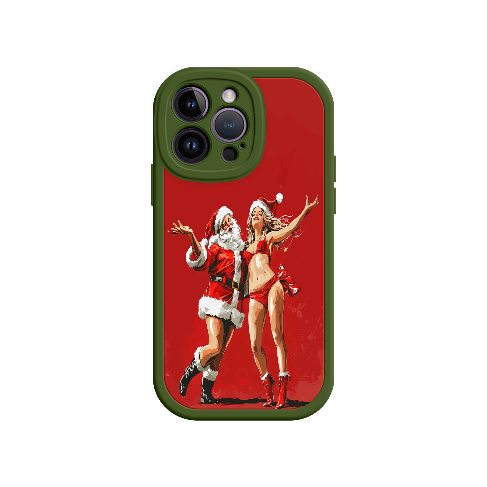Merry & Flirty iPhone 17 Case – Fun Christmas Couple, Bold Red Festive Design, Santa & Sexy Santa Girl