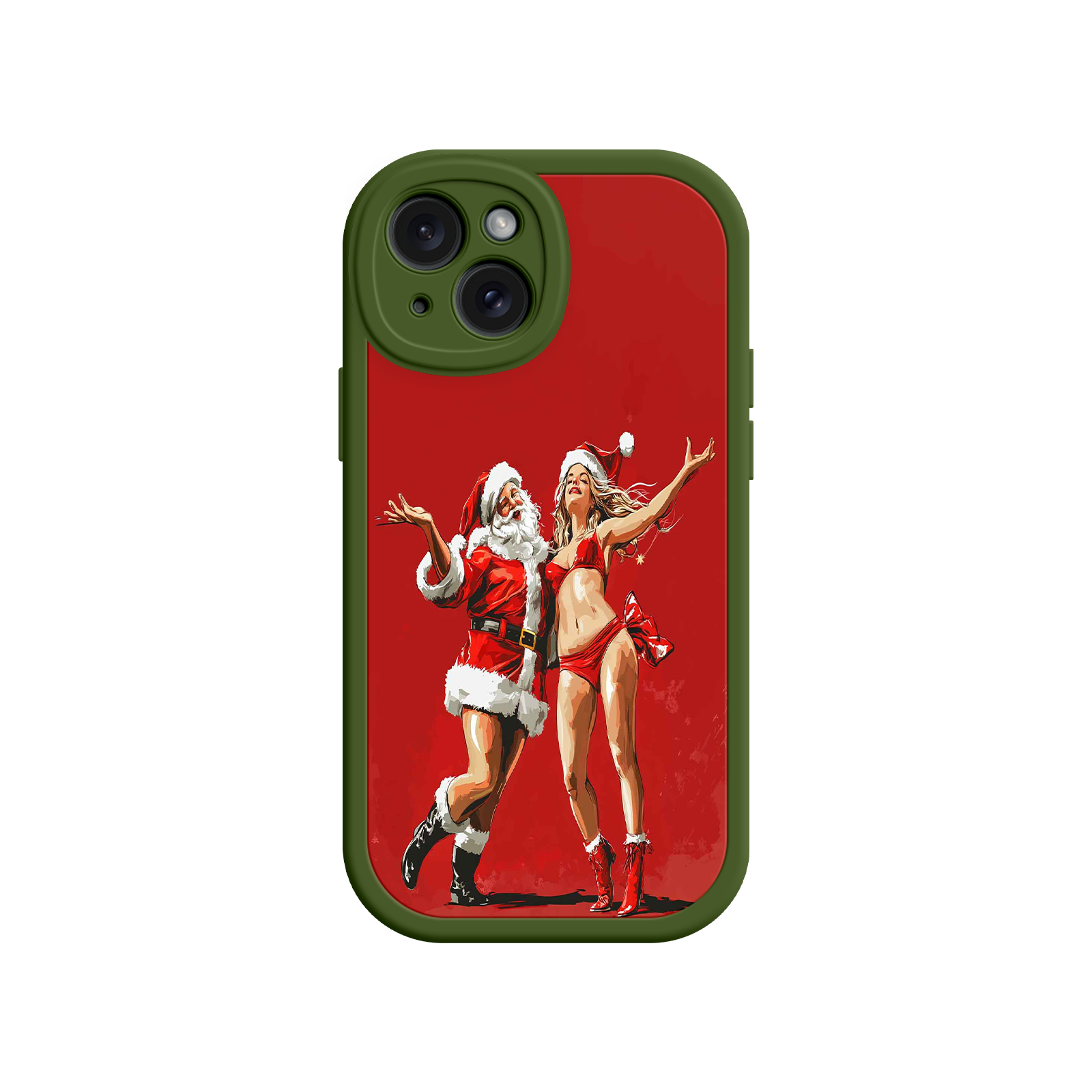 Merry & Flirty iPhone 17 Case – Fun Christmas Couple, Bold Red Festive Design, Santa & Sexy Santa Girl
