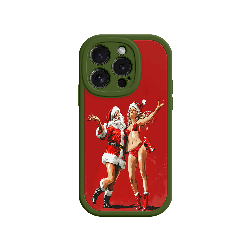 Merry & Flirty iPhone 17 Case – Fun Christmas Couple, Bold Red Festive Design, Santa & Sexy Santa Girl