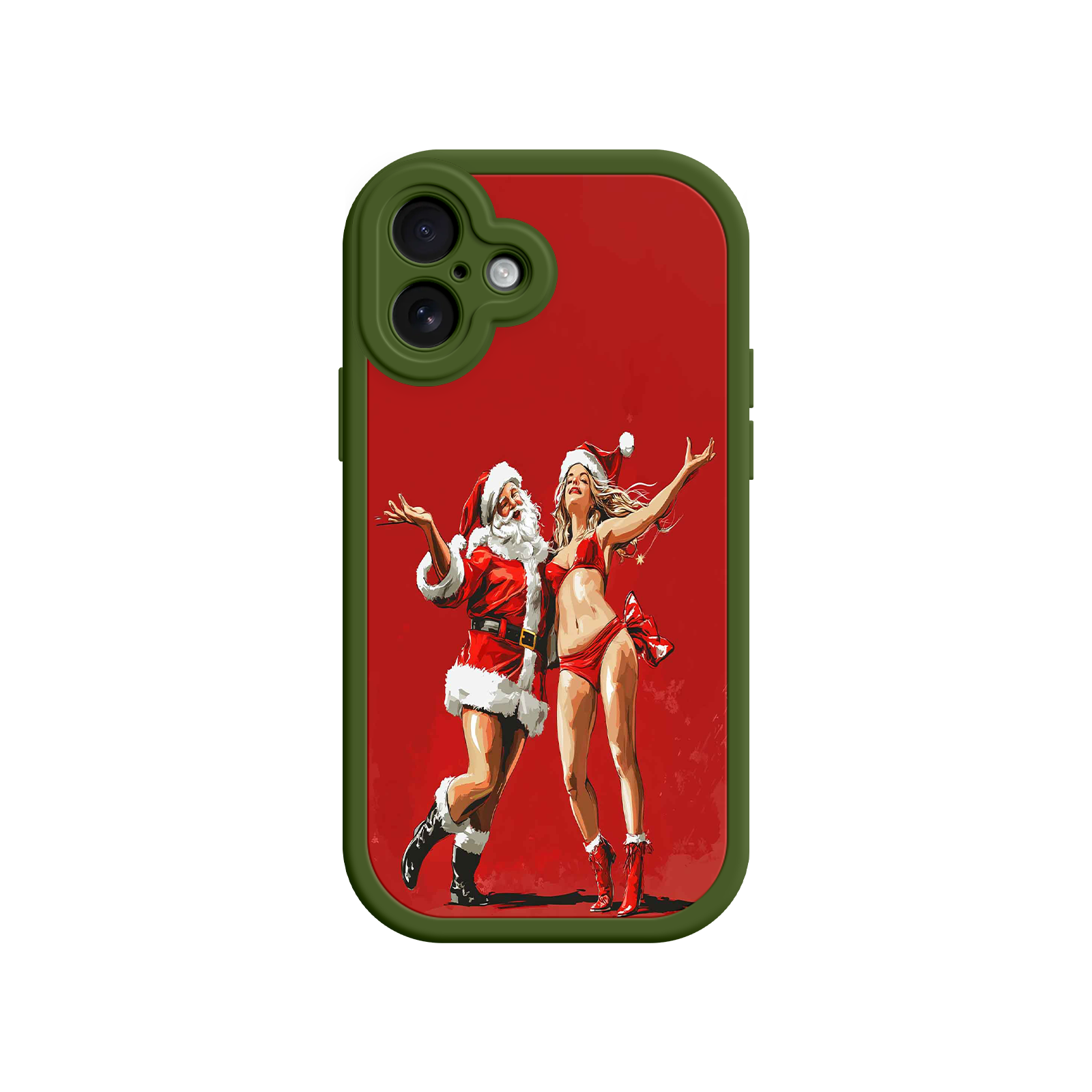 Merry & Flirty iPhone 17 Case – Fun Christmas Couple, Bold Red Festive Design, Santa & Sexy Santa Girl