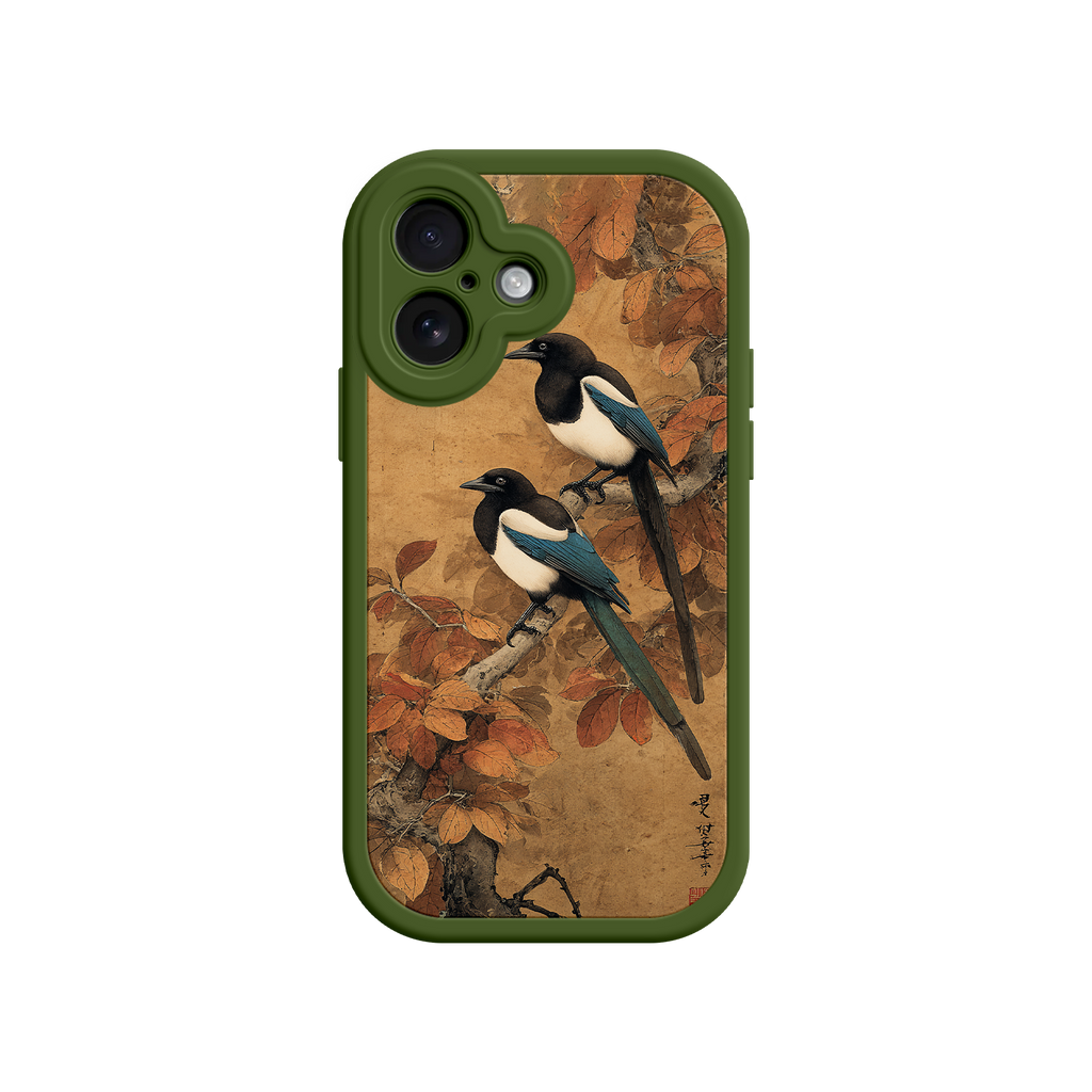 East Asian style phone case with bird illustration