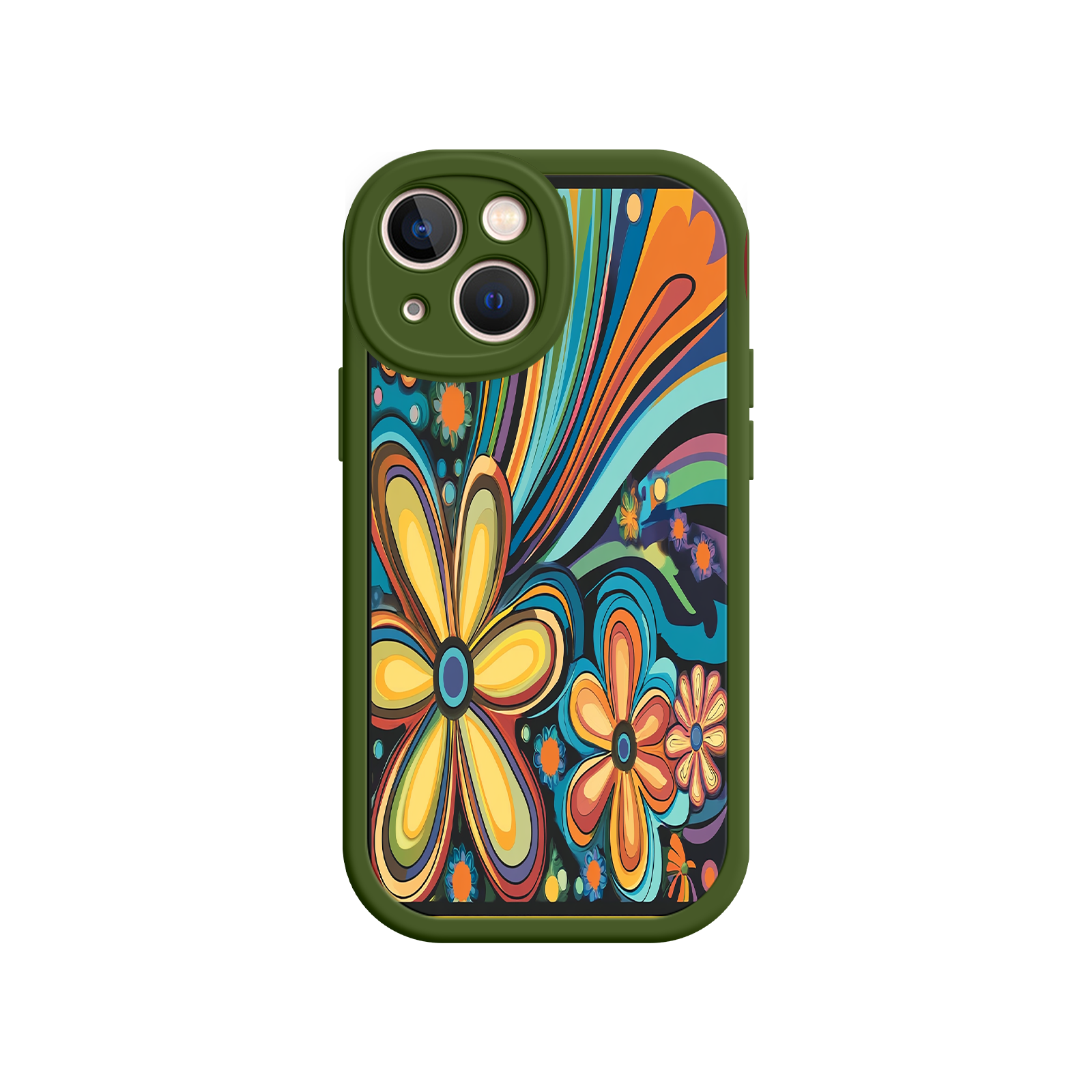 Psychedelic Floral iPhone 17 Case – Hippie Flower Power Design, 60s 70s Retro Vibes, Groovy Swirls