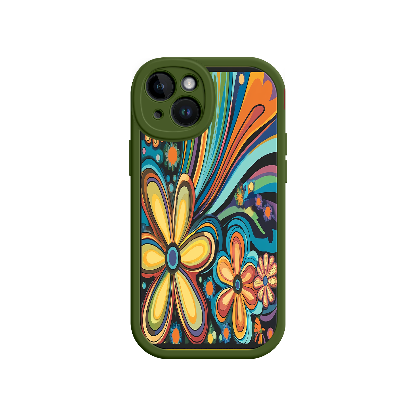 Psychedelic Floral iPhone 17 Case – Hippie Flower Power Design, 60s 70s Retro Vibes, Groovy Swirls