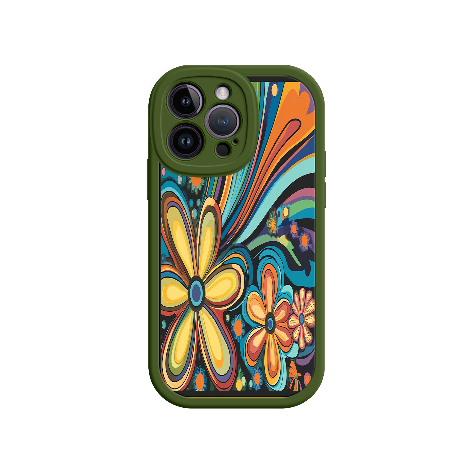 Psychedelic Floral iPhone 17 Case – Hippie Flower Power Design, 60s 70s Retro Vibes, Groovy Swirls
