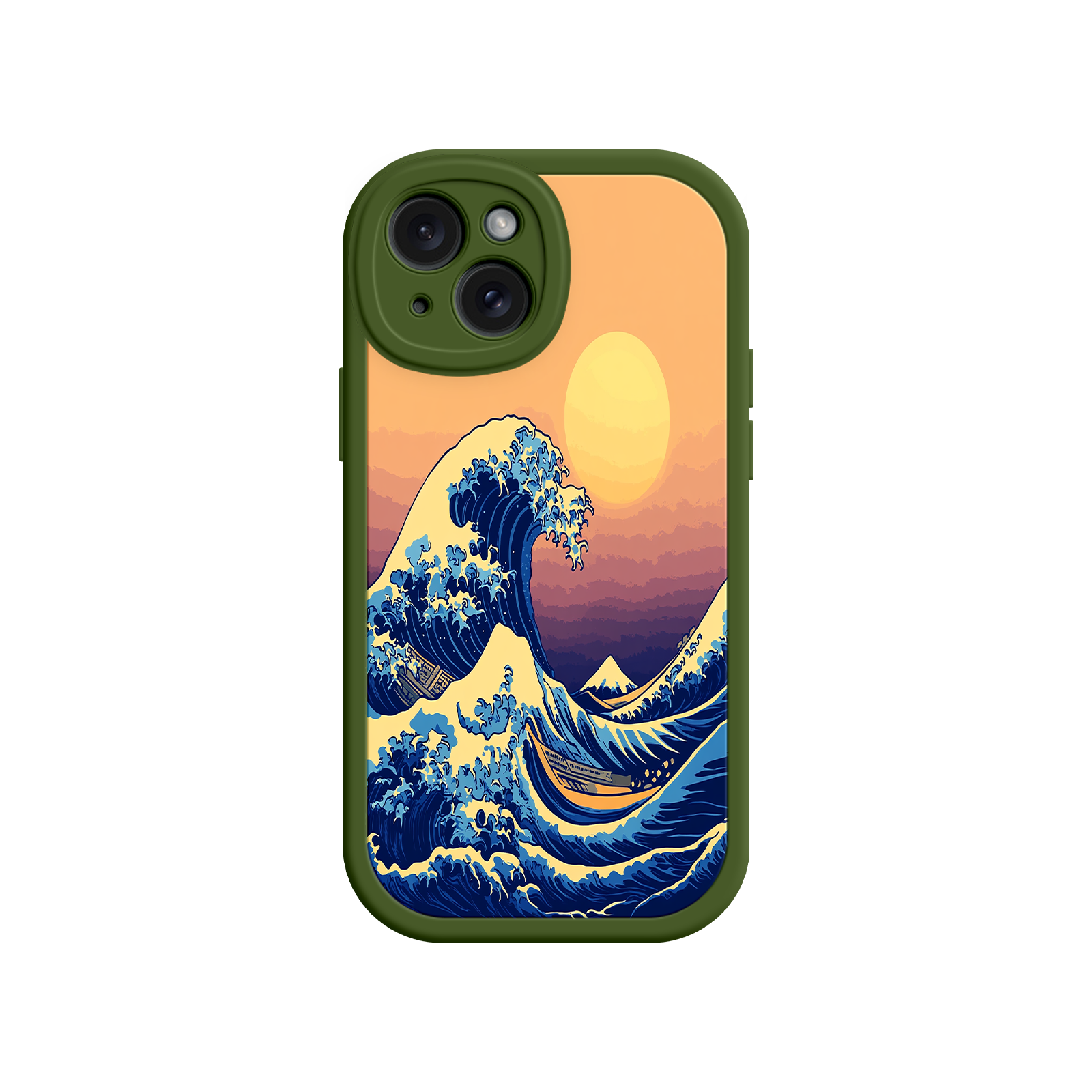 Great Wave Sunset iPhone Case – Japanese Art with Ocean & Mountain Design