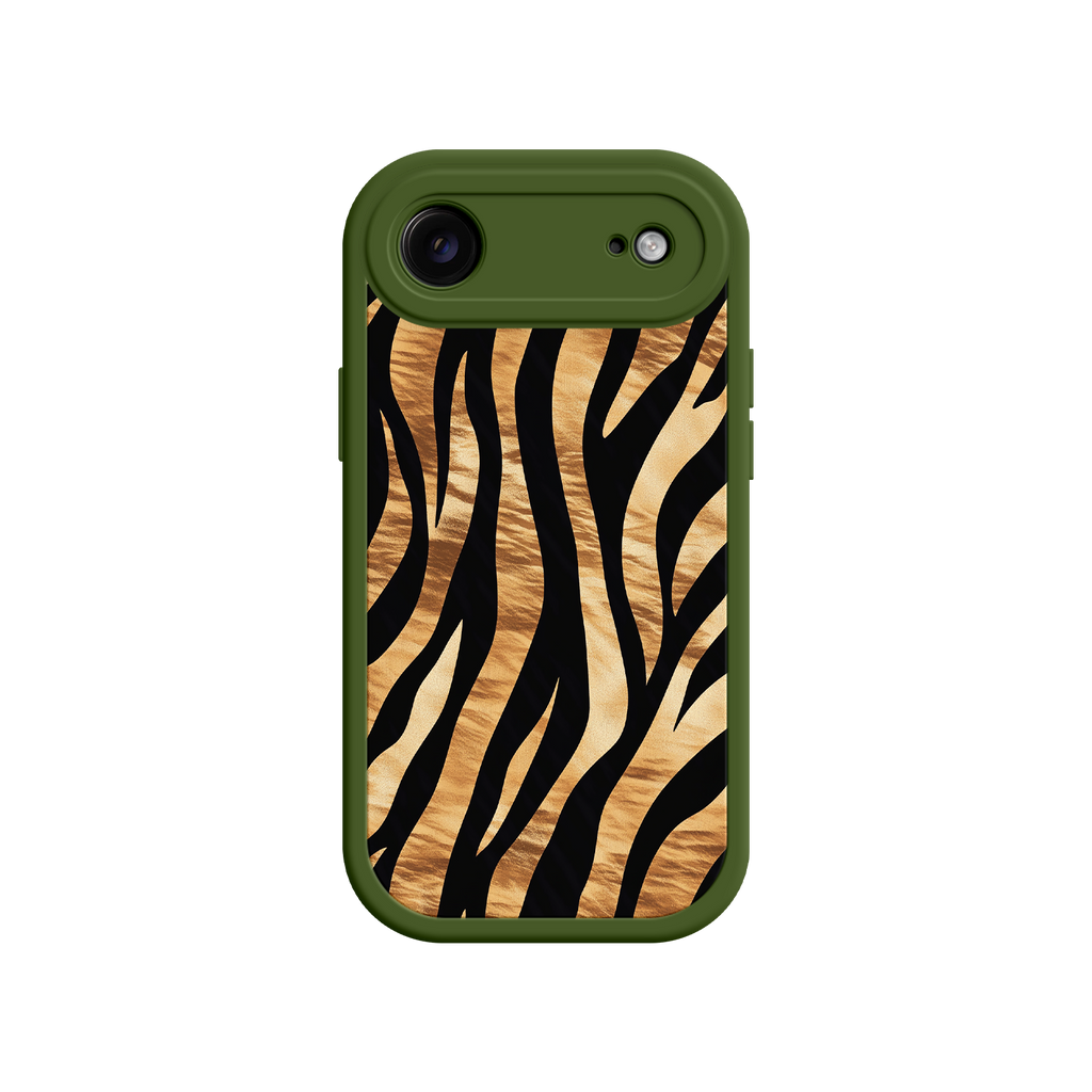 Protective iPhone case with black and tan stripes