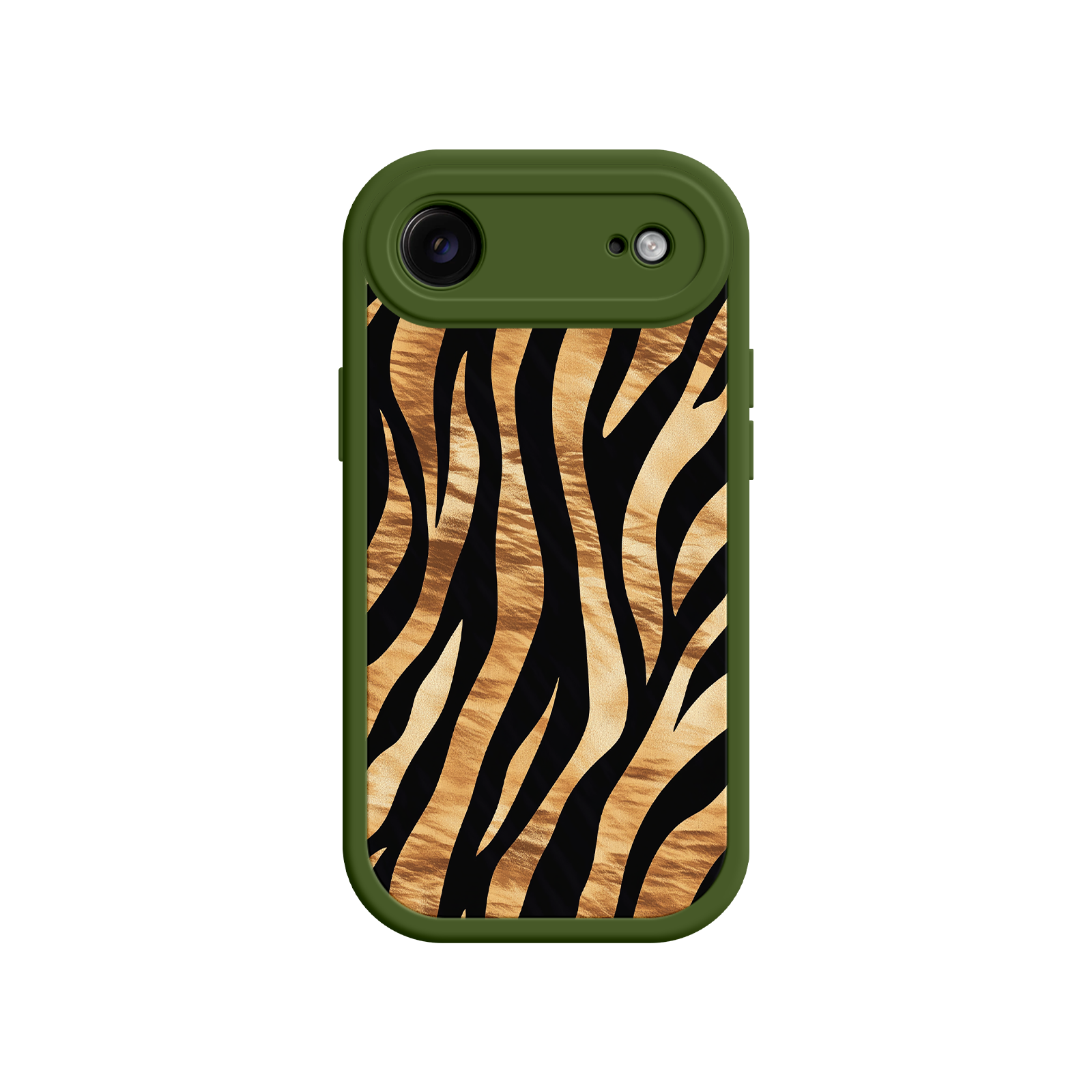 Protective iPhone case with black and tan stripes