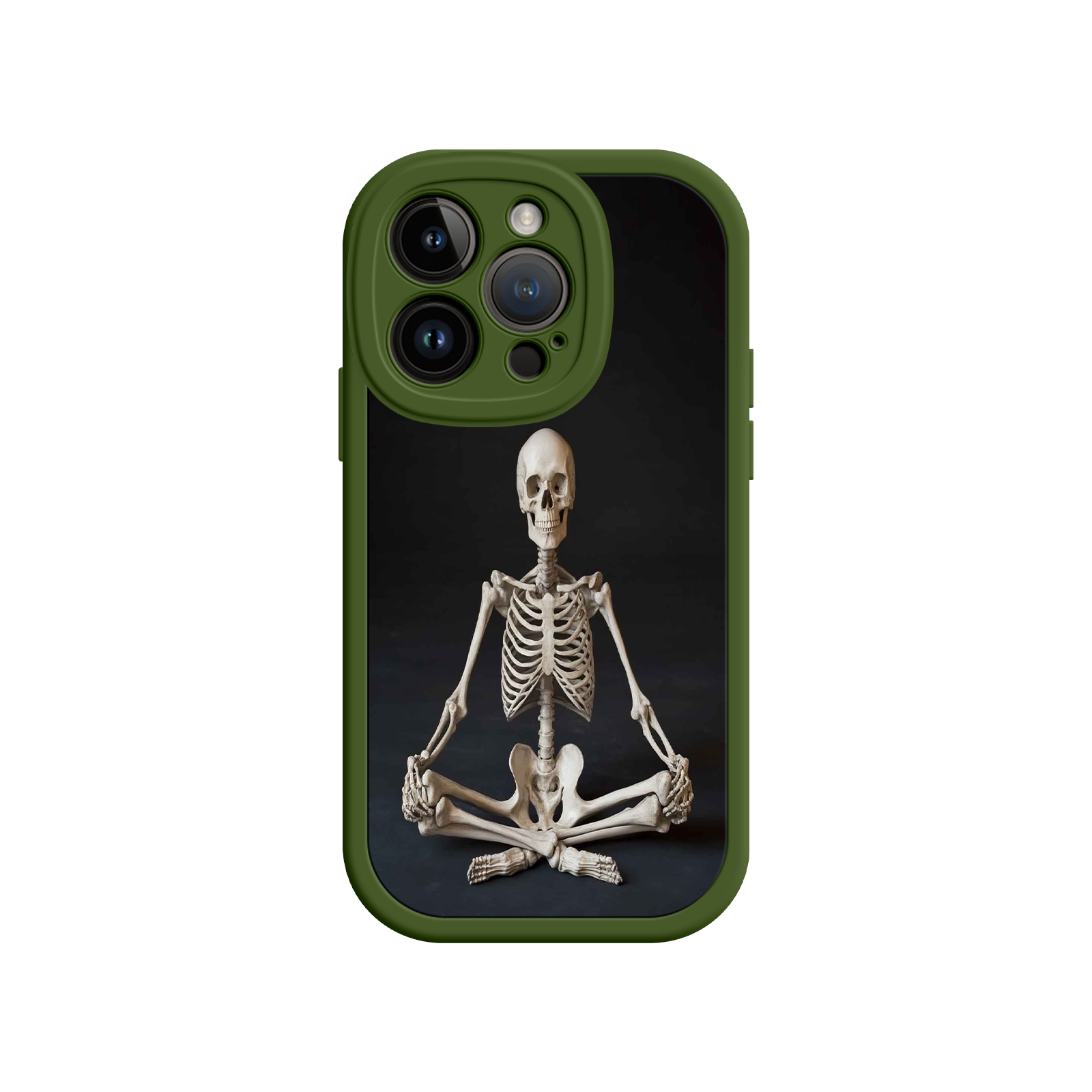 Meditating Skeleton iPhone 17 Case – Gothic Skelly Yoga Art, Anatomical Design, Spiritual Aesthetic