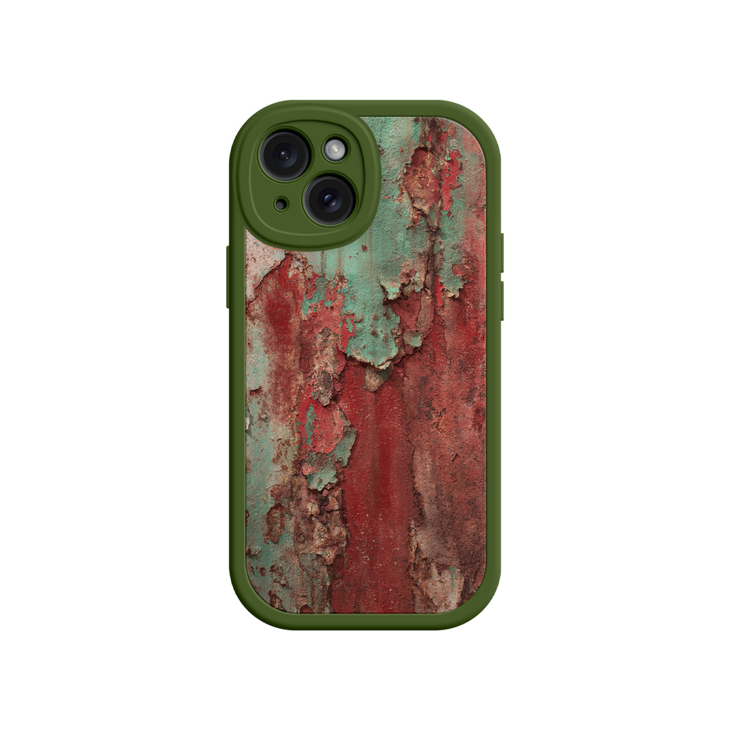 Artistic phone case with distressed industrial design