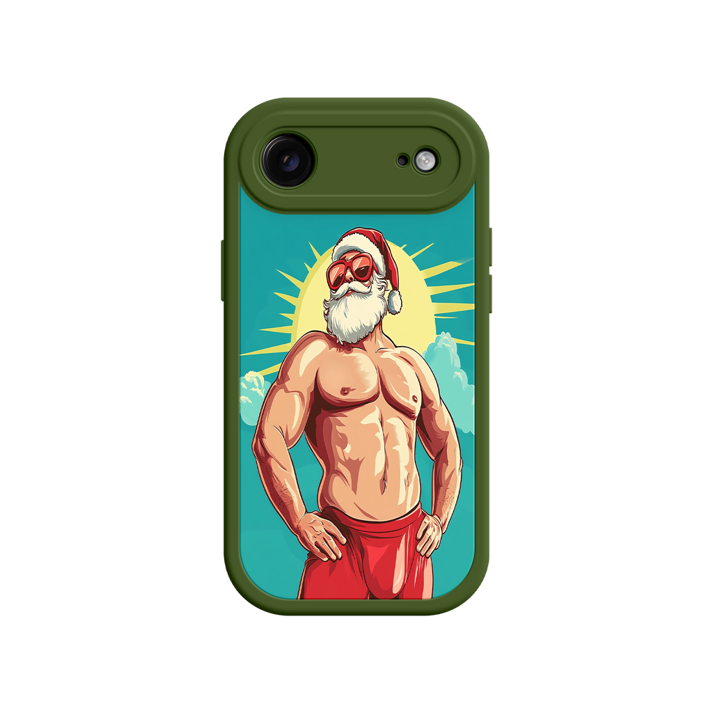 Funny holiday phone case with strong Santa character