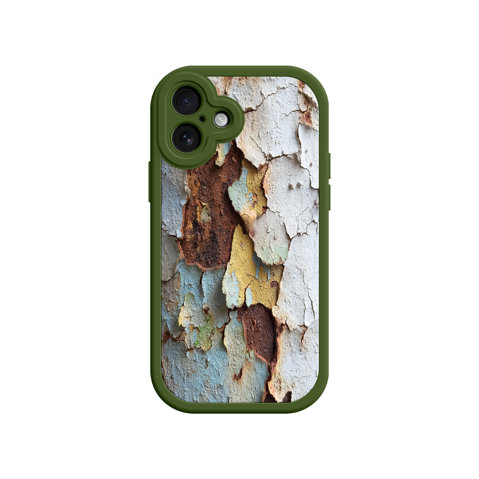Artistic phone case with layered paint and rust