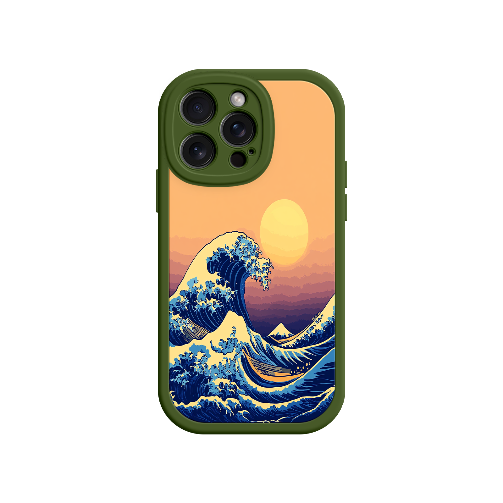 Great Wave Sunset iPhone Case – Japanese Art with Ocean & Mountain Design