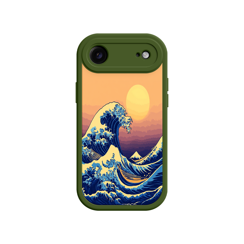 Great Wave Sunset iPhone Case – Japanese Art with Ocean & Mountain Design
