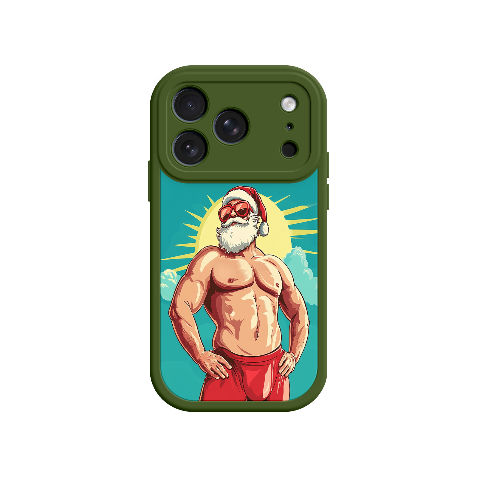 Christmas iPhone case with confident cartoon Santa