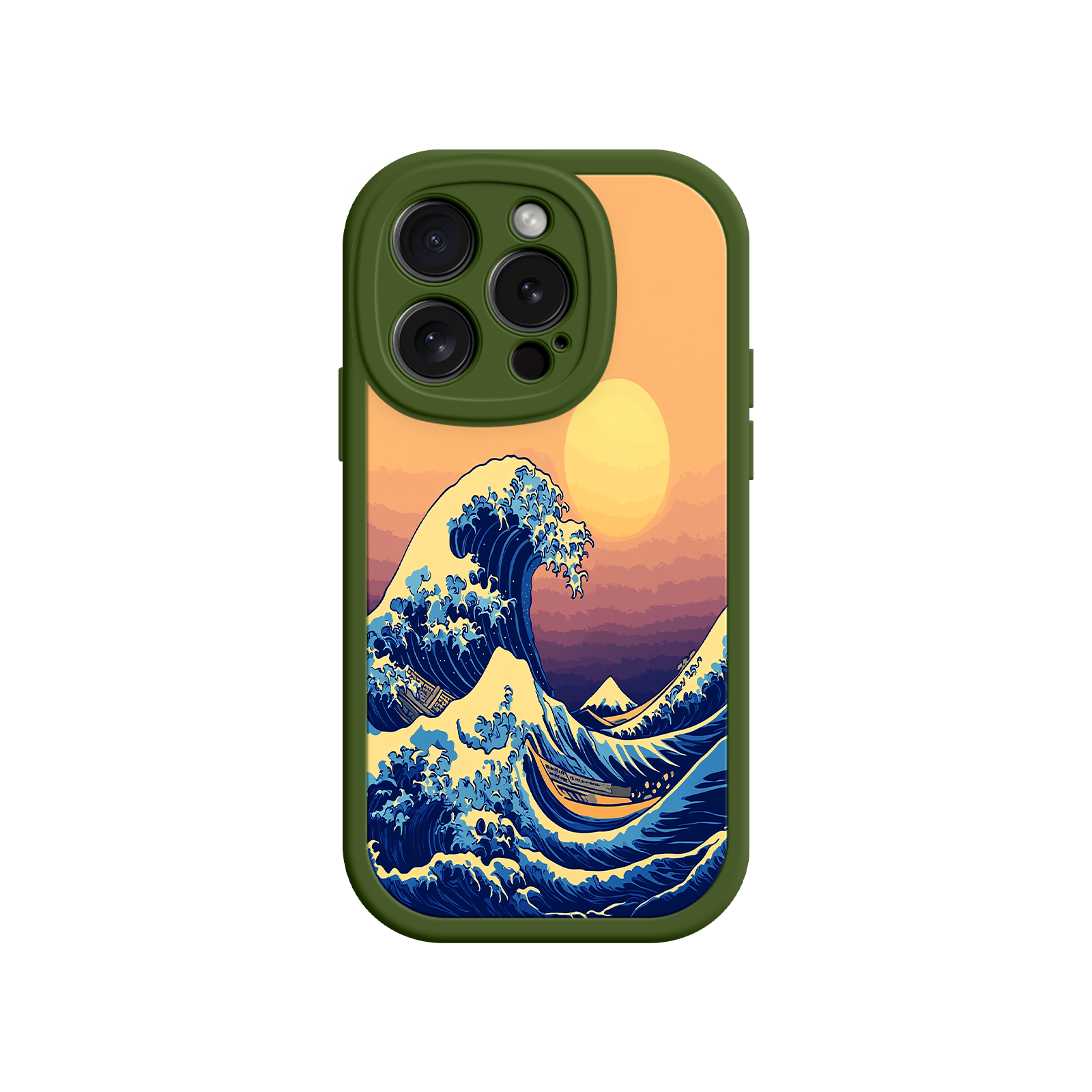 Great Wave Sunset iPhone Case – Japanese Art with Ocean & Mountain Design