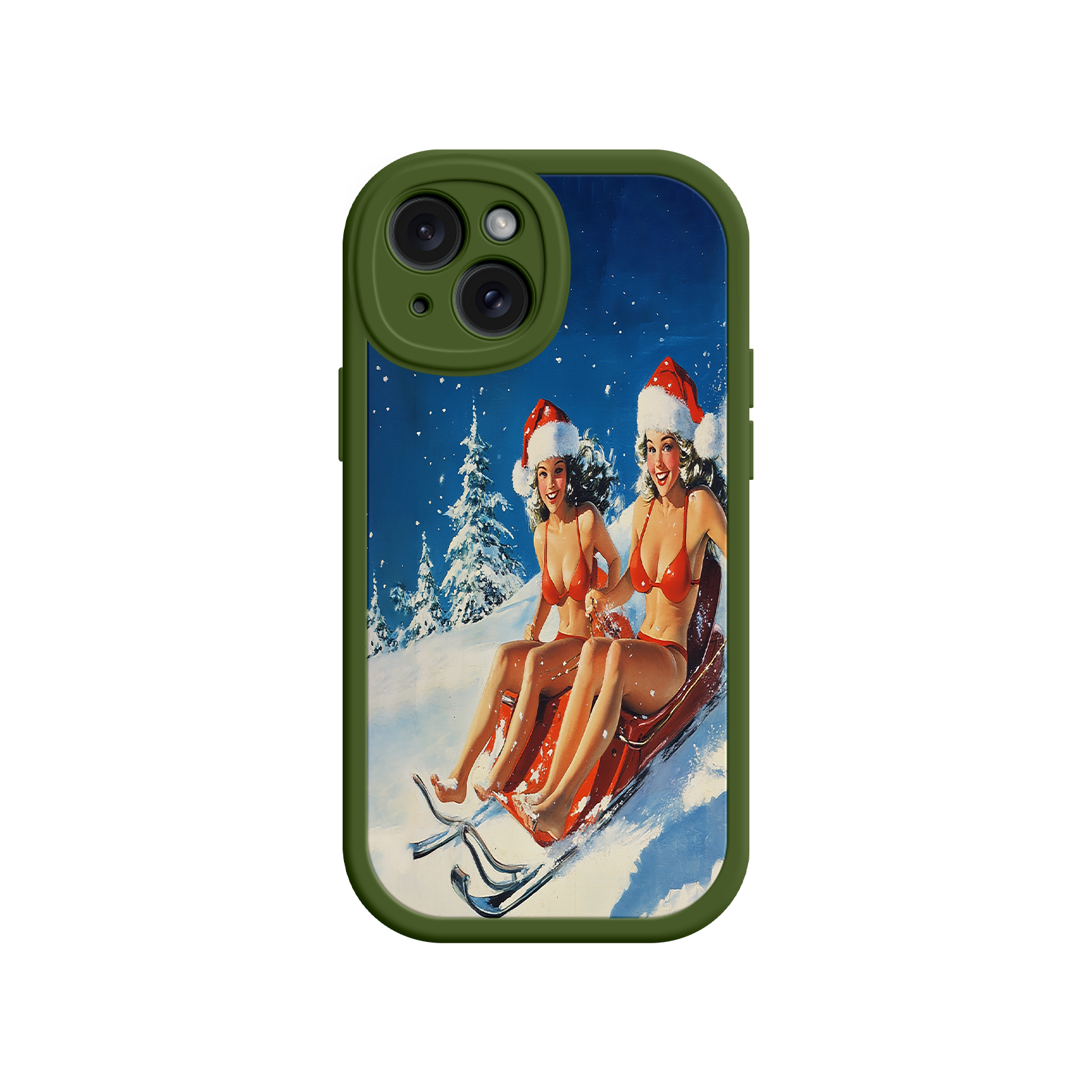 Santa Bikini Sled iPhone 17 Case – Funny Christmas Design, Sexy Holiday Vibes, Winter Wonderland Art