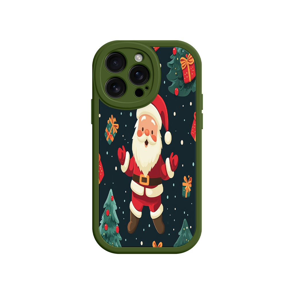 Festive Santa iPhone 17 Case – Christmas Holiday Design, Jolly Santa Claus, Gift Boxes & Trees