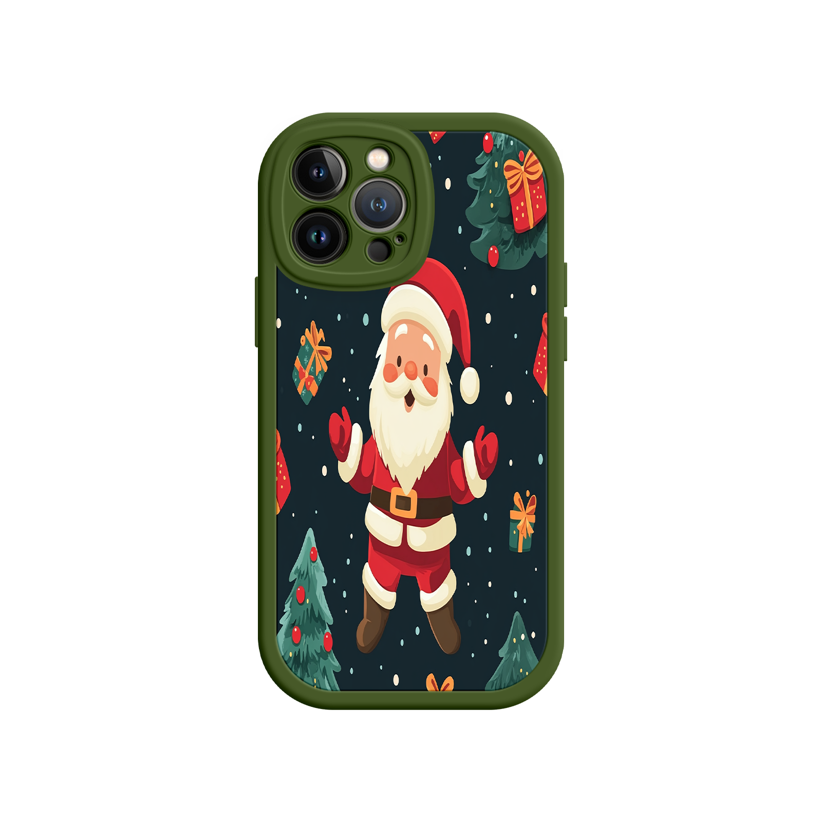 Festive Santa iPhone 17 Case – Christmas Holiday Design, Jolly Santa Claus, Gift Boxes & Trees