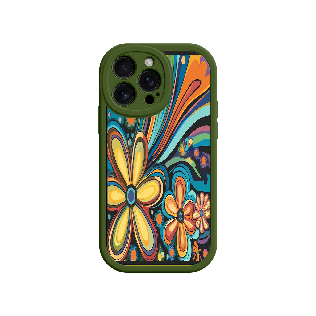 Psychedelic Floral iPhone 17 Case – Hippie Flower Power Design, 60s 70s Retro Vibes, Groovy Swirls