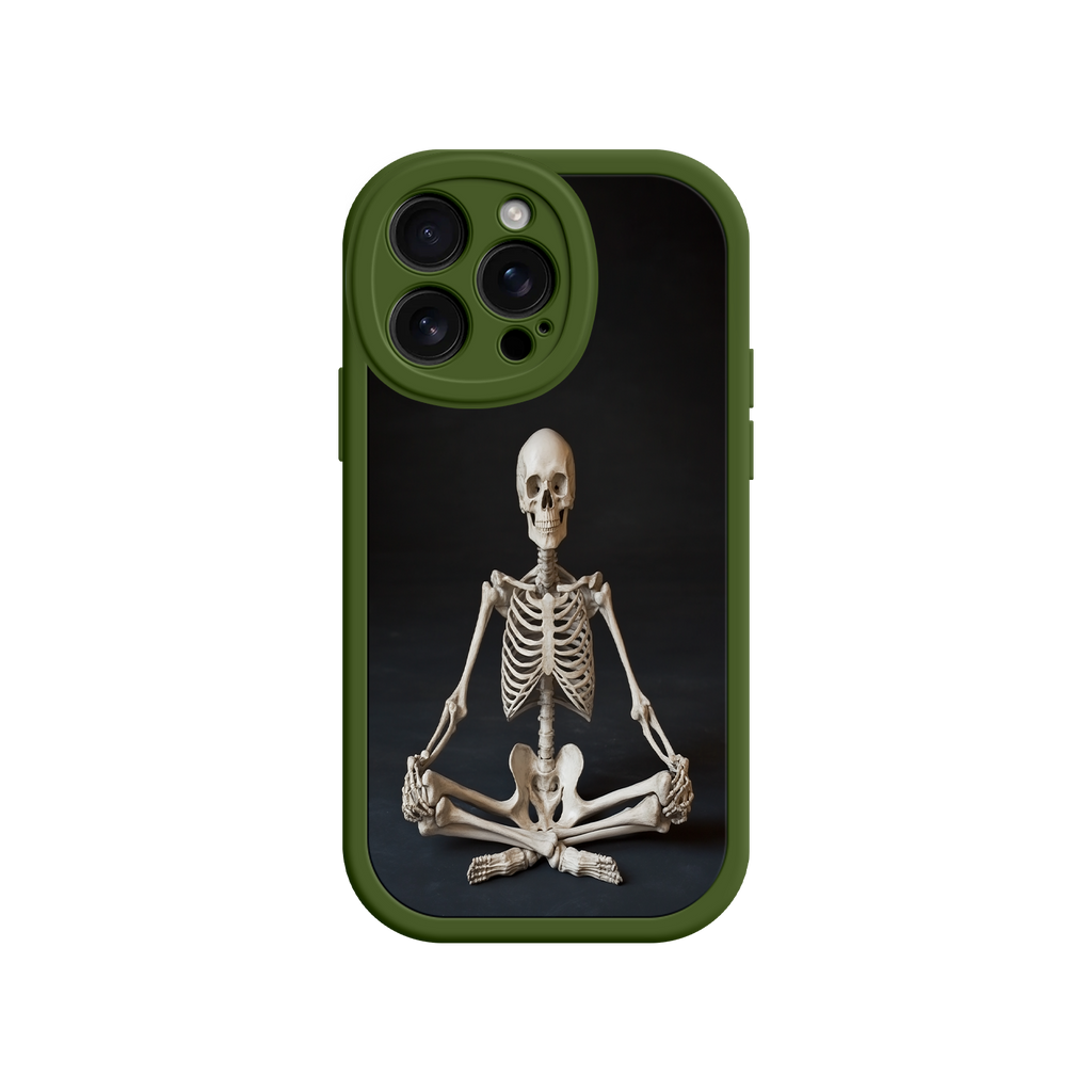 Meditating Skeleton iPhone 17 Case – Gothic Skelly Yoga Art, Anatomical Design, Spiritual Aesthetic