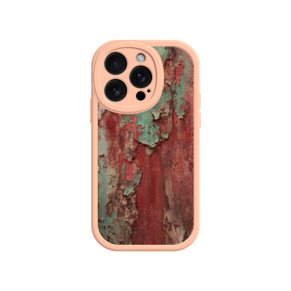 Retro phone case with cracked paint and rust details