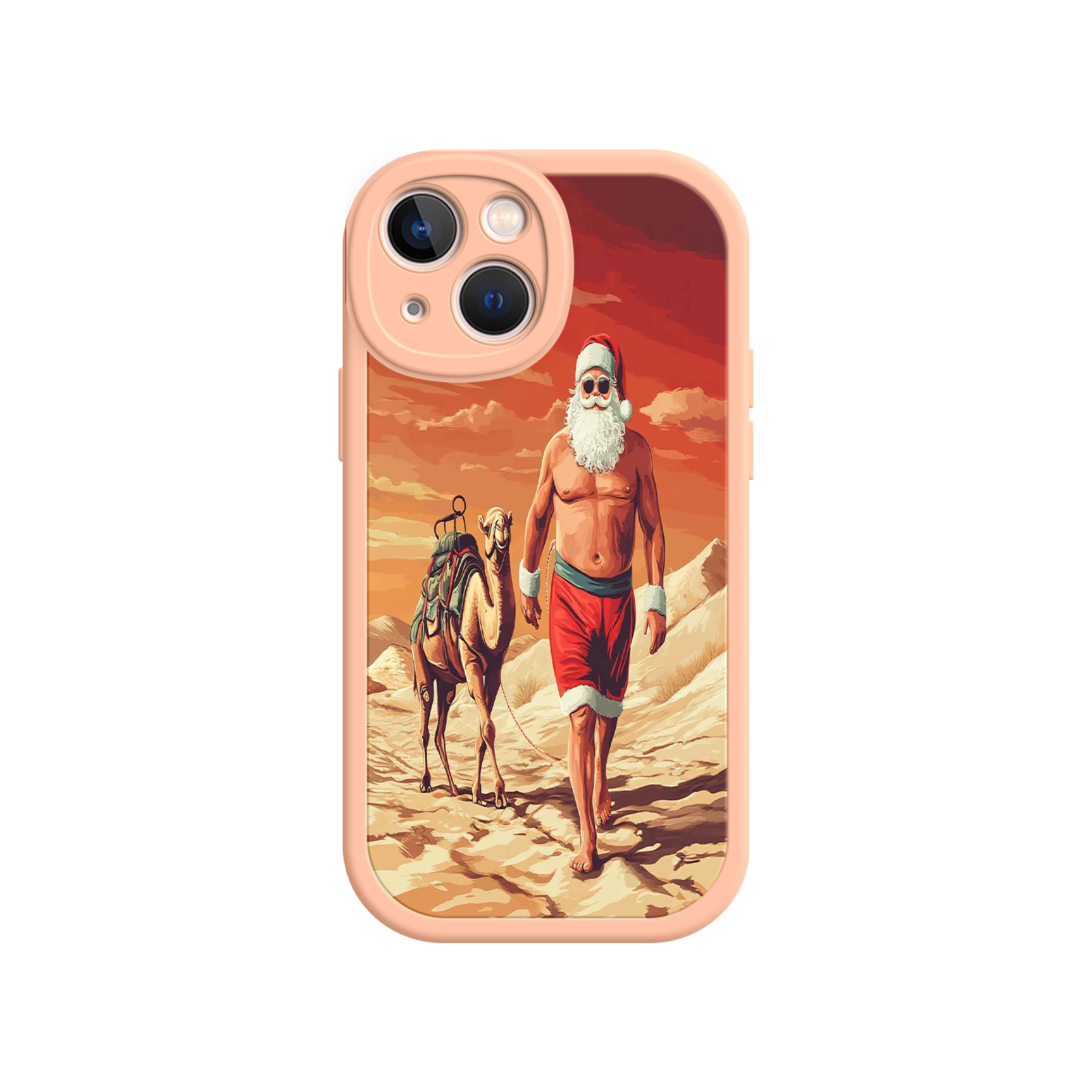Desert Santa iPhone 17 Case – Funny Christmas Design, Muscular Santa & Camel, Holiday Heat Vibes