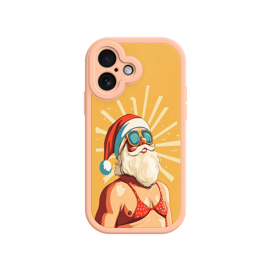 Summer Santa iPhone case with festive beach theme