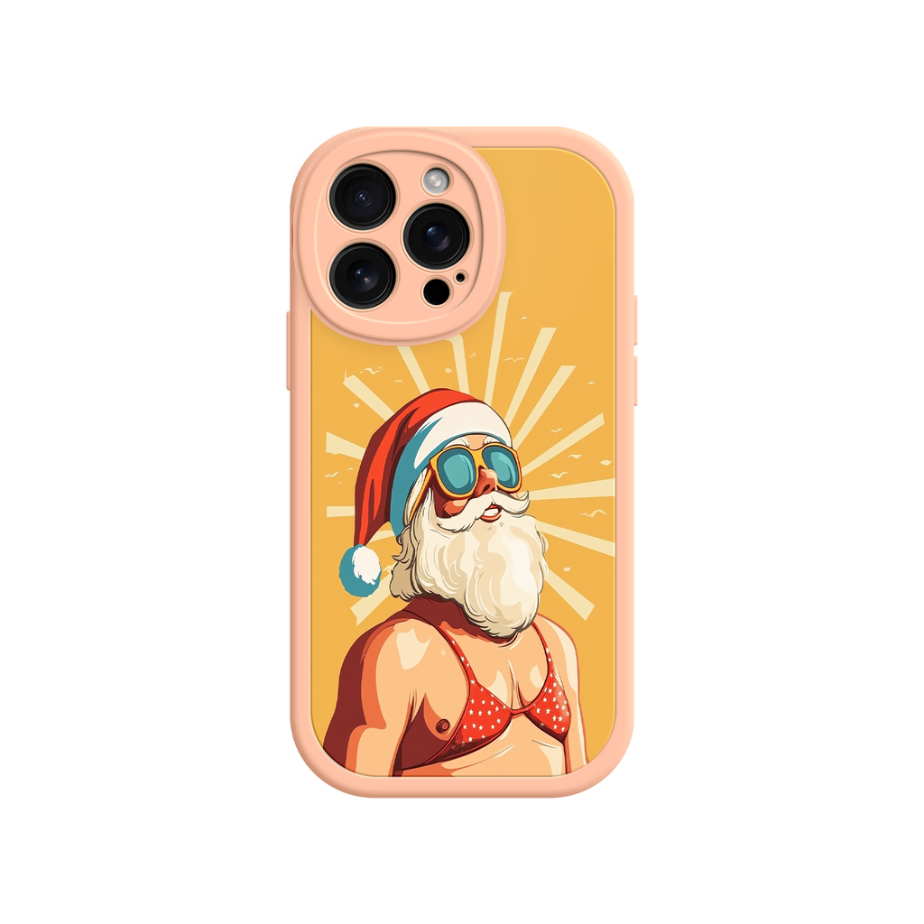 Funny iPhone case with tropical Santa Claus artwork