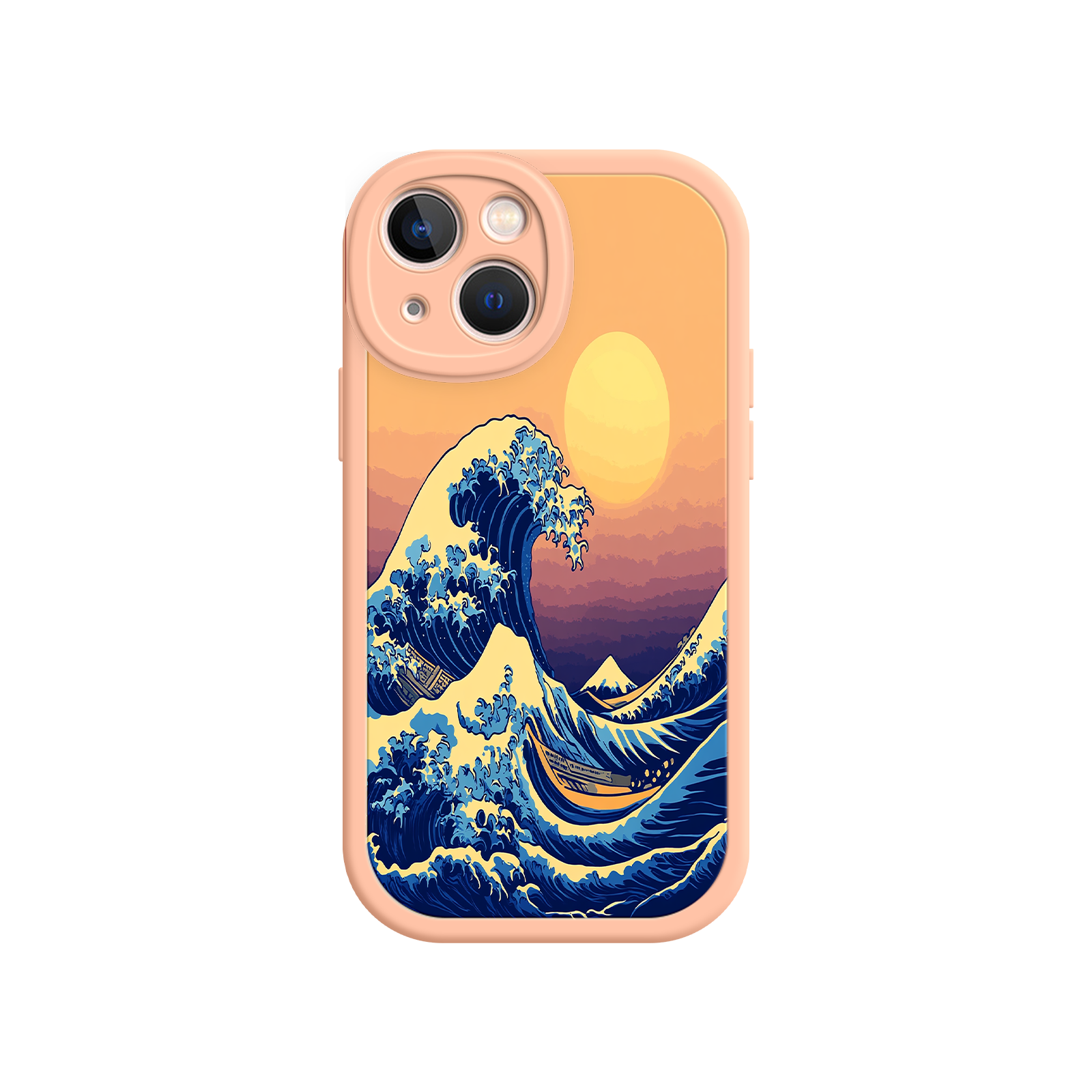 Great Wave Sunset iPhone Case – Japanese Art with Ocean & Mountain Design