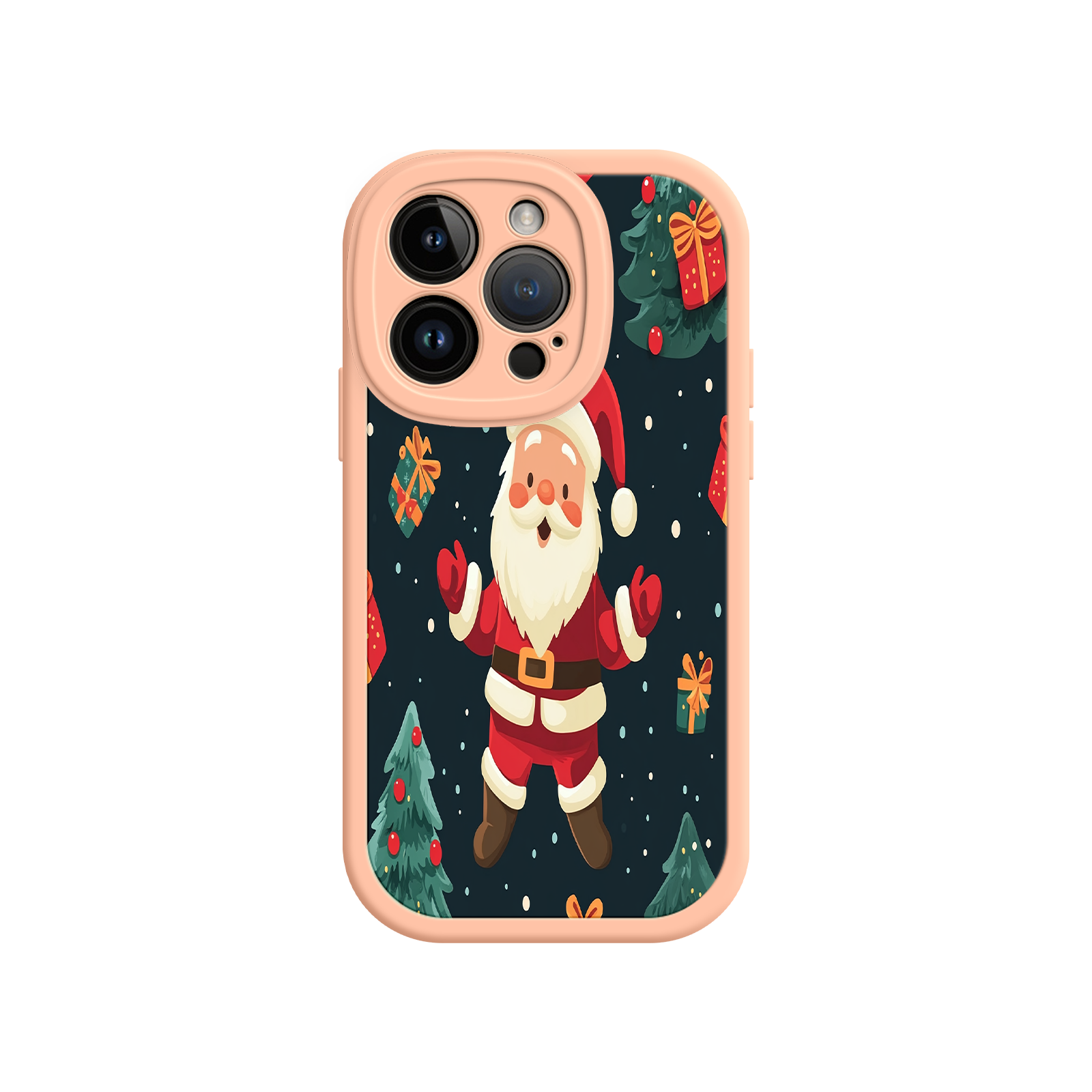 Festive Santa iPhone 17 Case – Christmas Holiday Design, Jolly Santa Claus, Gift Boxes & Trees