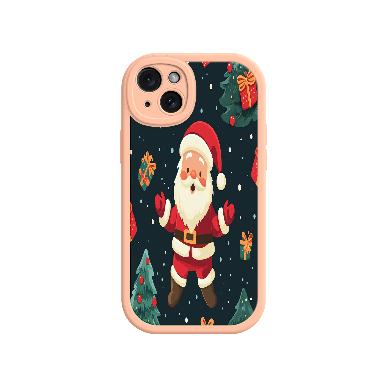 Festive Santa iPhone 17 Case – Christmas Holiday Design, Jolly Santa Claus, Gift Boxes & Trees