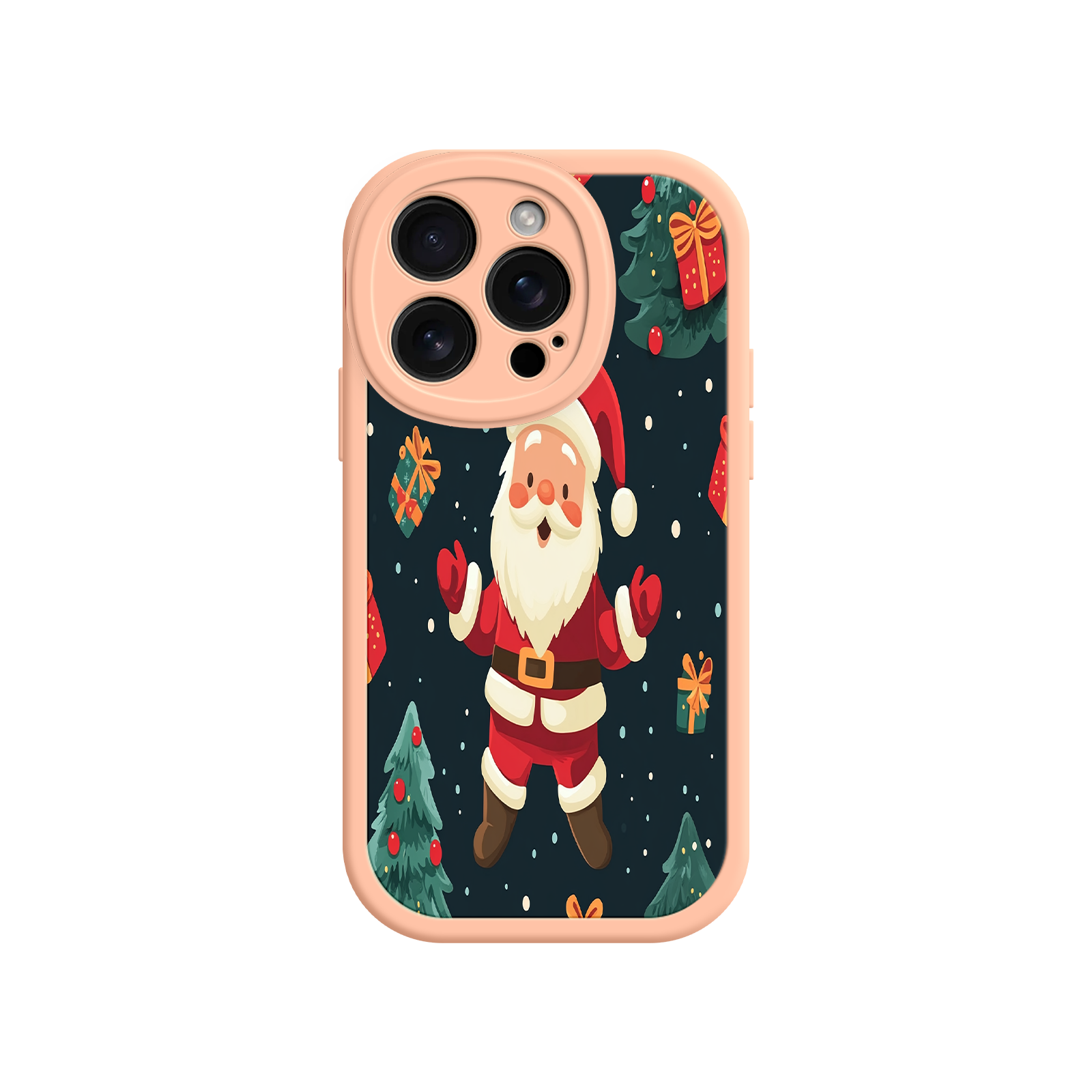 Festive Santa iPhone 17 Case – Christmas Holiday Design, Jolly Santa Claus, Gift Boxes & Trees