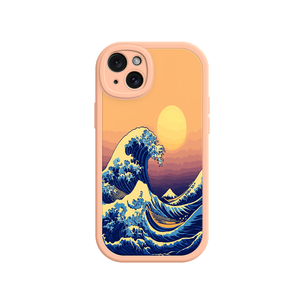 Great Wave Sunset iPhone Case – Japanese Art with Ocean & Mountain Design