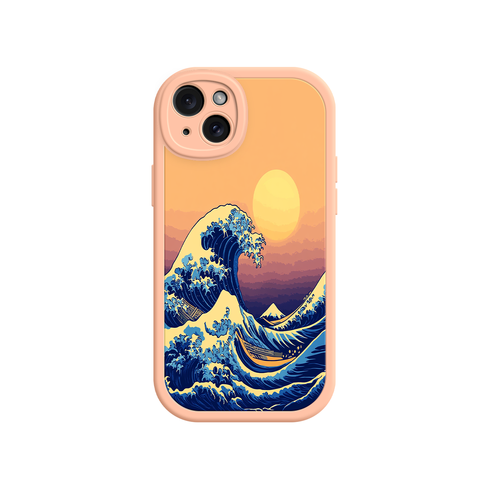 Great Wave Sunset iPhone Case – Japanese Art with Ocean & Mountain Design
