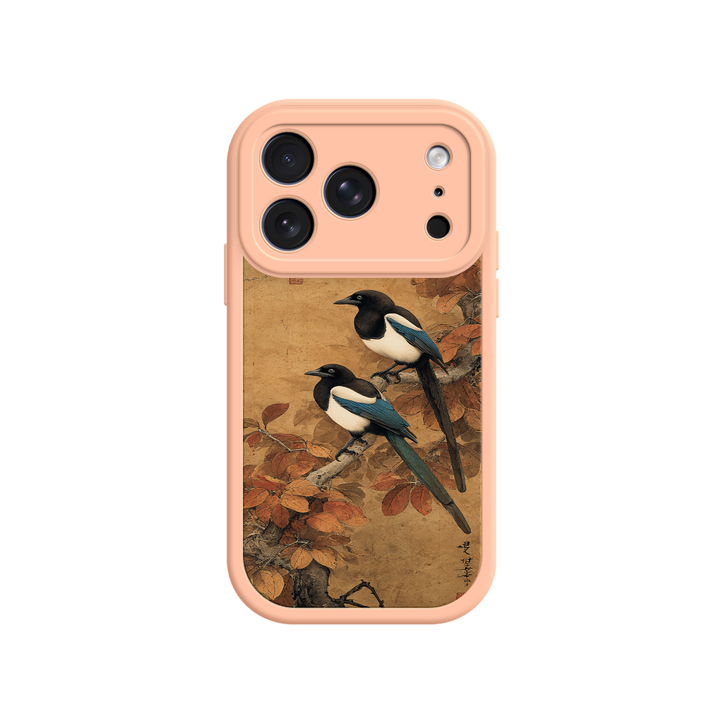 Cultural phone case with traditional bird painting