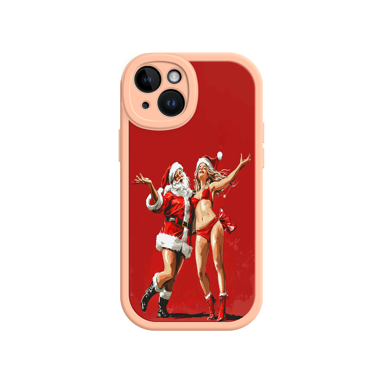 Merry & Flirty iPhone 17 Case – Fun Christmas Couple, Bold Red Festive Design, Santa & Sexy Santa Girl