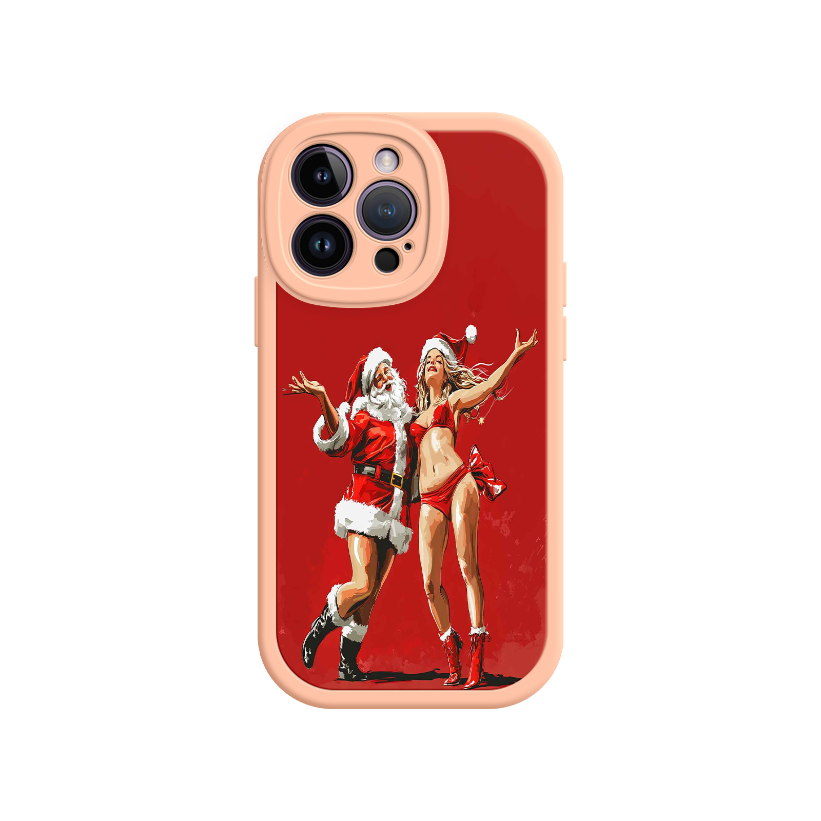 Merry & Flirty iPhone 17 Case – Fun Christmas Couple, Bold Red Festive Design, Santa & Sexy Santa Girl