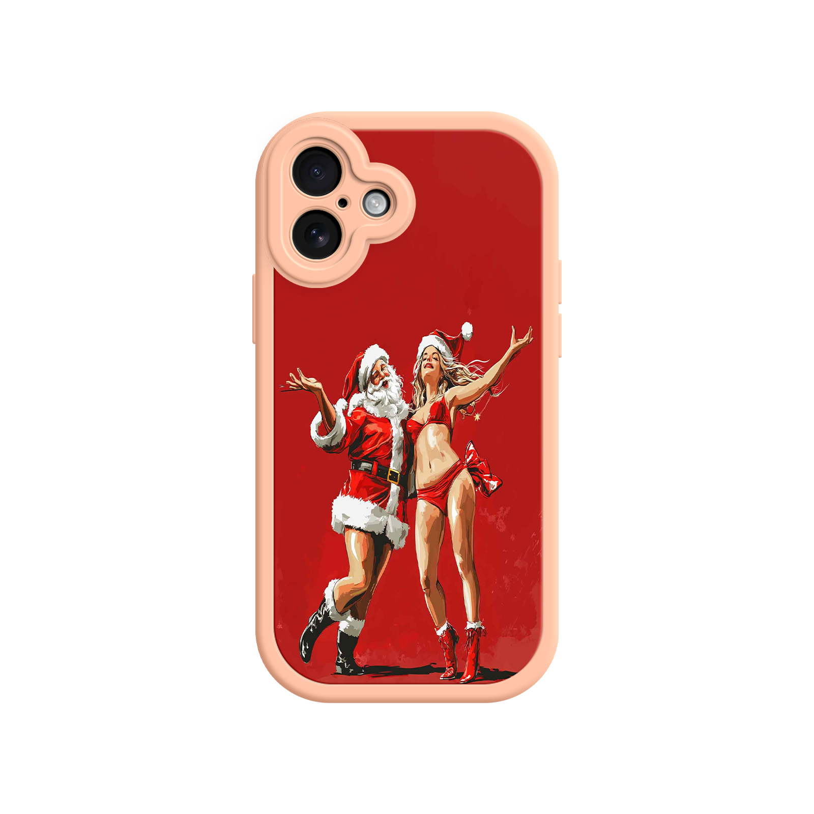 Merry & Flirty iPhone 17 Case – Fun Christmas Couple, Bold Red Festive Design, Santa & Sexy Santa Girl
