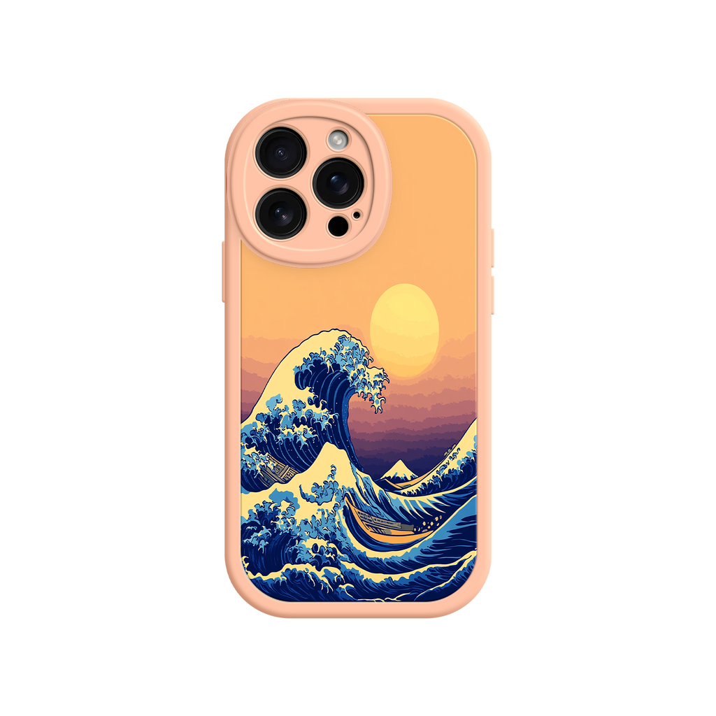 Great Wave Sunset iPhone Case – Japanese Art with Ocean & Mountain Design