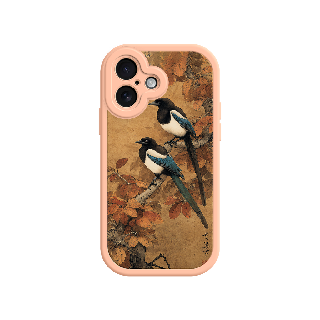 Elegant bird phone case with warm seasonal tones