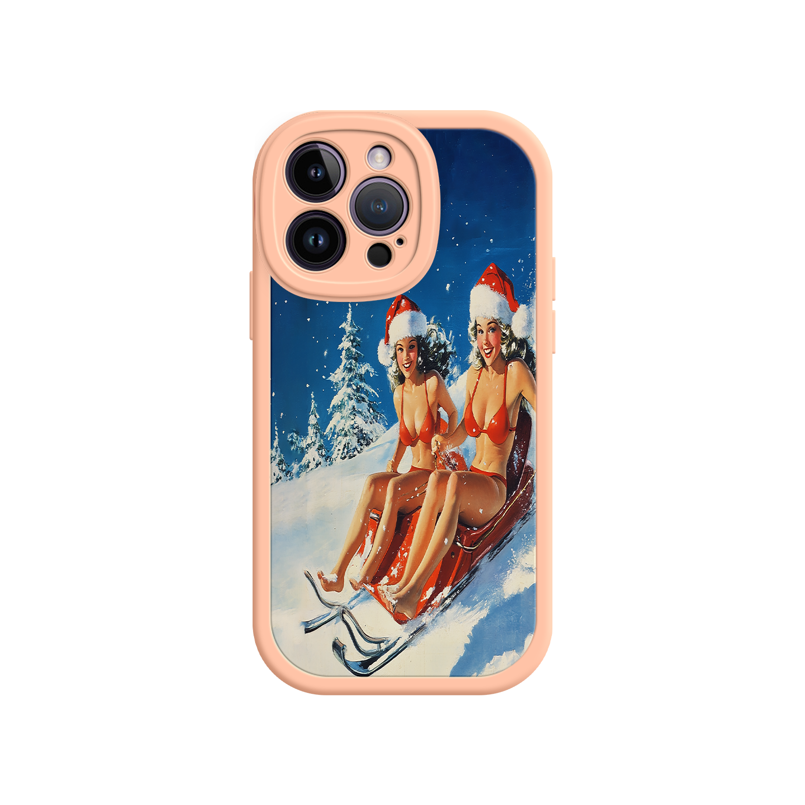 Santa Bikini Sled iPhone 17 Case – Funny Christmas Design, Sexy Holiday Vibes, Winter Wonderland Art