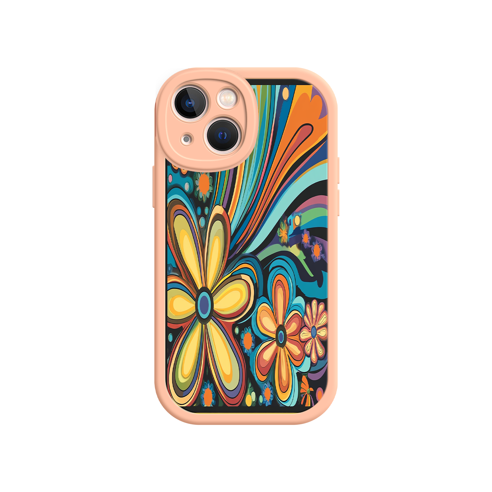 Psychedelic Floral iPhone 17 Case – Hippie Flower Power Design, 60s 70s Retro Vibes, Groovy Swirls