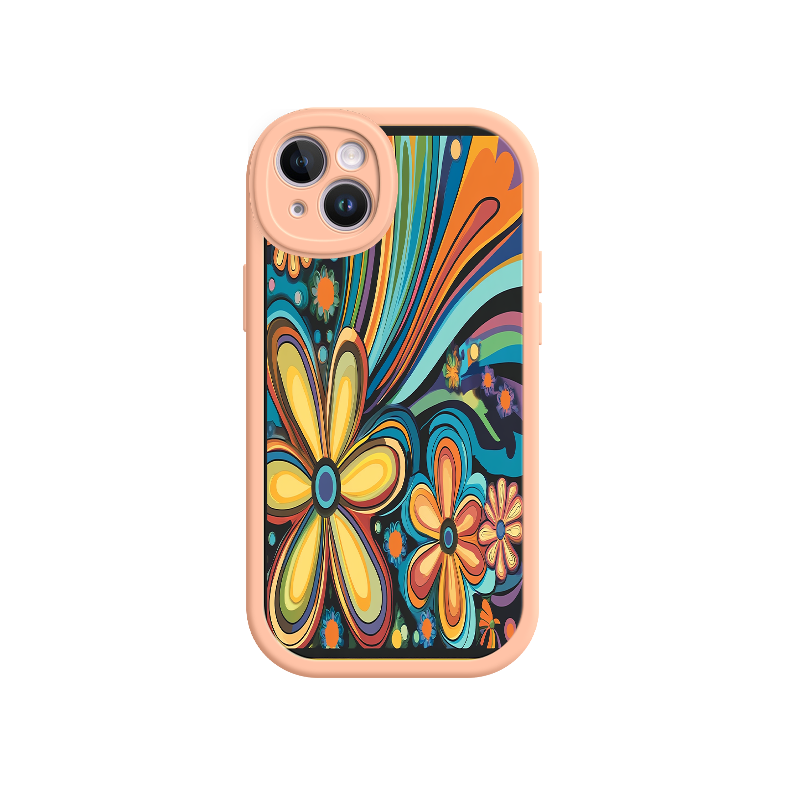 Psychedelic Floral iPhone 17 Case – Hippie Flower Power Design, 60s 70s Retro Vibes, Groovy Swirls