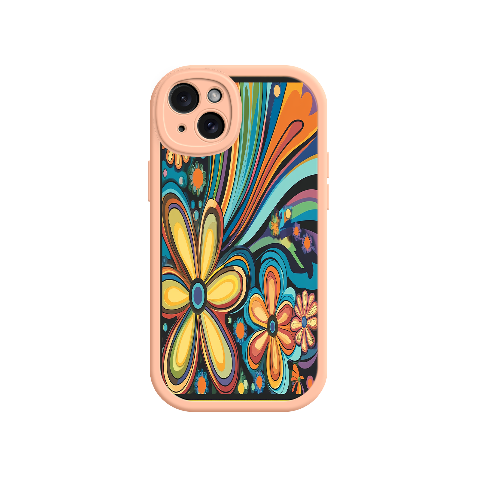 Psychedelic Floral iPhone 17 Case – Hippie Flower Power Design, 60s 70s Retro Vibes, Groovy Swirls