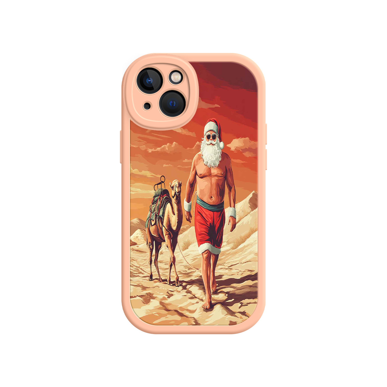 Desert Santa iPhone 17 Case – Funny Christmas Design, Muscular Santa & Camel, Holiday Heat Vibes