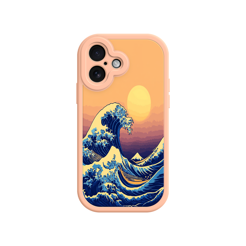 Great Wave Sunset iPhone Case – Japanese Art with Ocean & Mountain Design